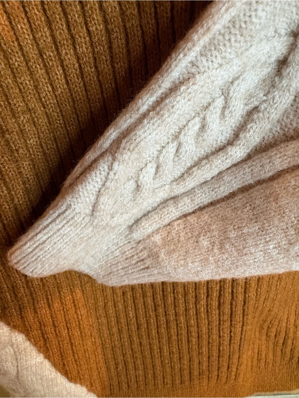 Hem & Thread Rust and Cream Ribbed Colorblock Crewneck Sweater - Picture 5 of 5